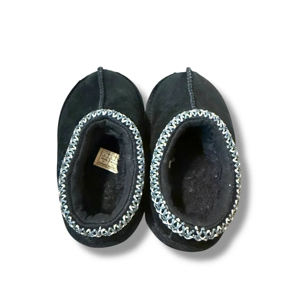UGG Tasman II‎ Suede Slippers Toddler Size 6 Cozy Black Slip-On Shoes